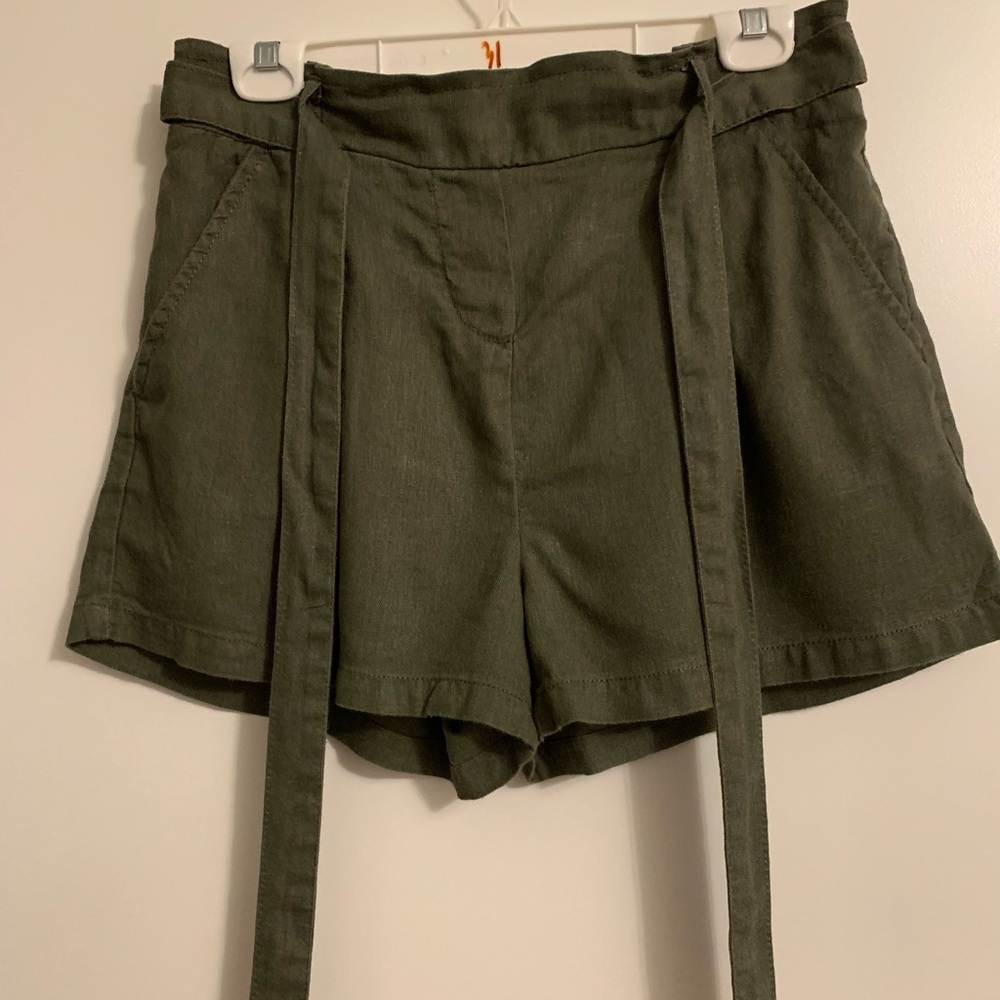 Ci Sono Dark Green High Waist Women's Shorts